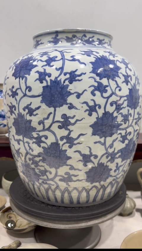 古玩陶瓷青花纏枝花卉紋罐真品鑒賞圖