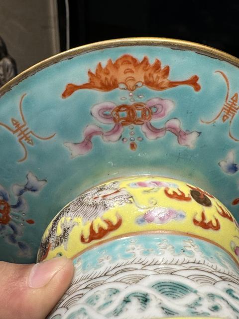古玩陶瓷解放初期龍紋高足盤真品鑒賞圖