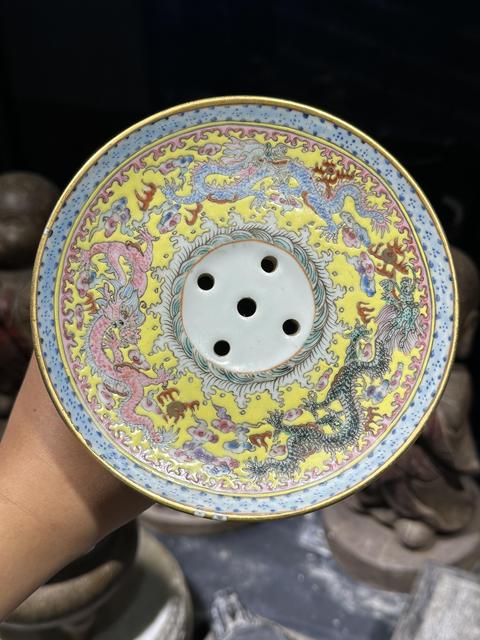 古玩陶瓷解放初期龍紋高足盤真品鑒賞圖