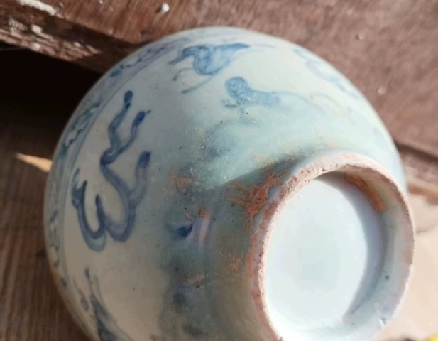 古玩陶瓷青花海馬紋碗真品鑒賞圖