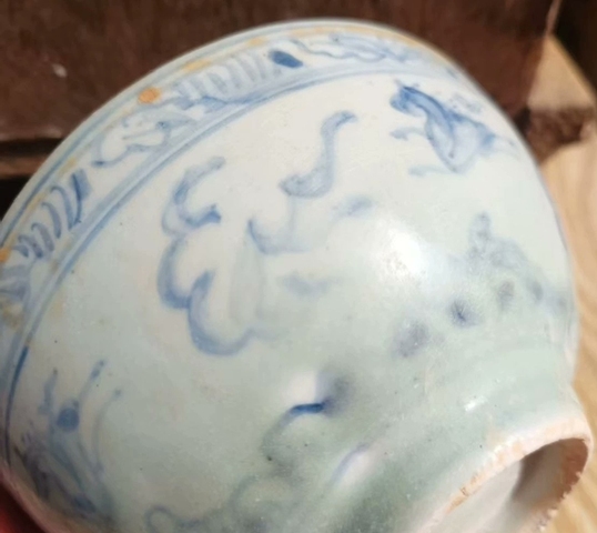 古玩陶瓷青花海馬紋碗真品鑒賞圖