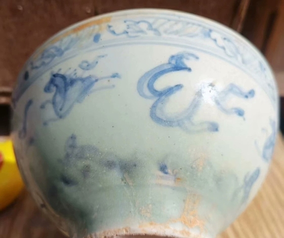 古玩陶瓷青花海馬紋碗真品鑒賞圖