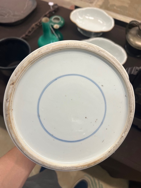 古玩陶瓷青花人物故事紋花觚真品鑒賞圖