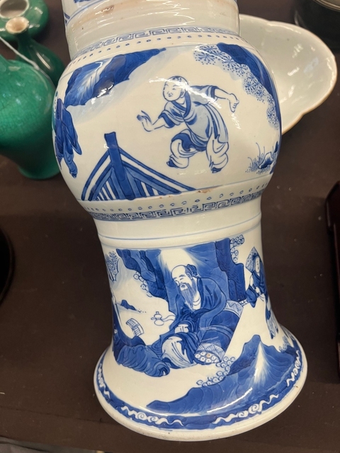 古玩陶瓷青花人物故事紋花觚真品鑒賞圖