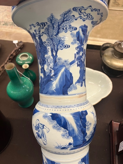 古玩陶瓷青花人物故事紋花觚真品鑒賞圖
