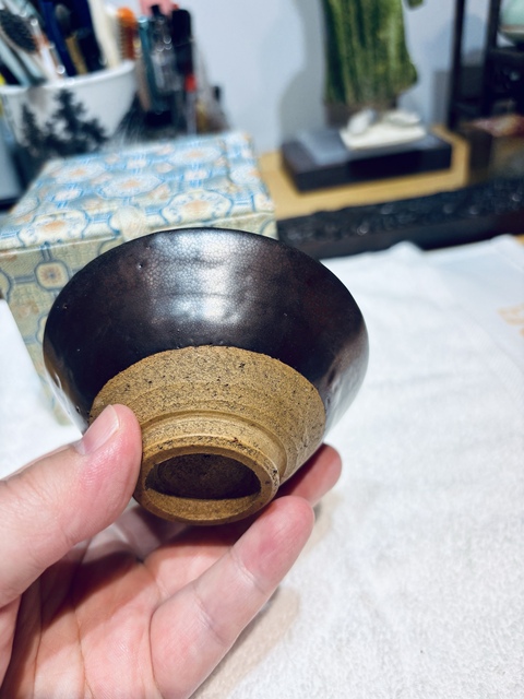 古玩陶瓷磁州窯油滴釉茶碗真品鑒賞圖