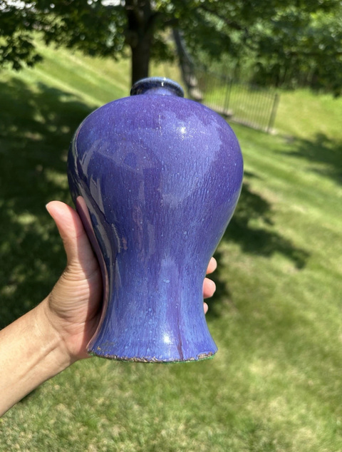 古玩陶瓷窯變藍釉梅瓶真品鑒賞圖