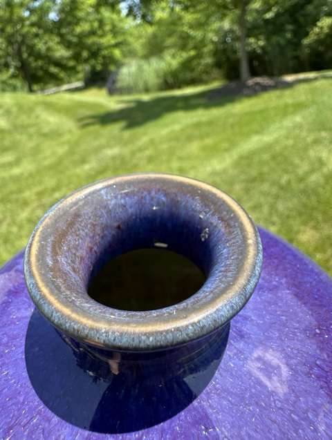 古玩陶瓷窯變藍釉梅瓶真品鑒賞圖