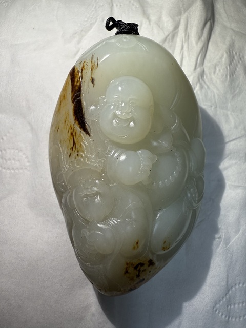 古玩玉器和田玉彌勒佛題材把件真品鑒賞圖