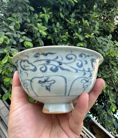 古玩陶瓷花卉紋青花小碗真品鑒賞圖