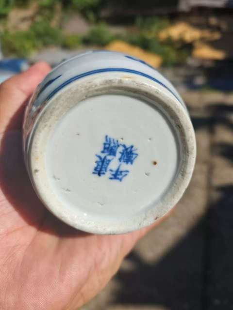 古玩陶瓷青花五世同堂圖獅耳瓶真品鑒賞圖