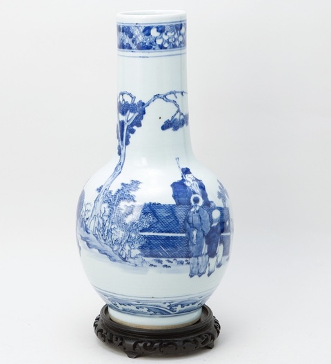 古玩陶瓷青花人物紋天球瓶真品鑒賞圖