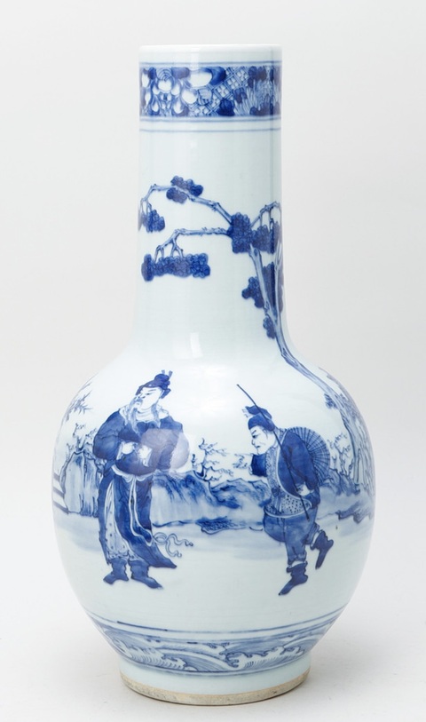 古玩陶瓷青花人物紋天球瓶真品鑒賞圖