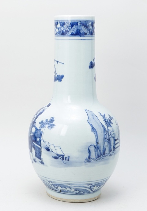 古玩陶瓷青花人物紋天球瓶真品鑒賞圖