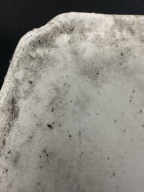 古玩陶瓷清晚期 青花山水紋六方茶盤真品鑒賞圖