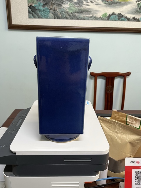 古玩陶瓷霽藍釉琮式瓶真品鑒賞圖