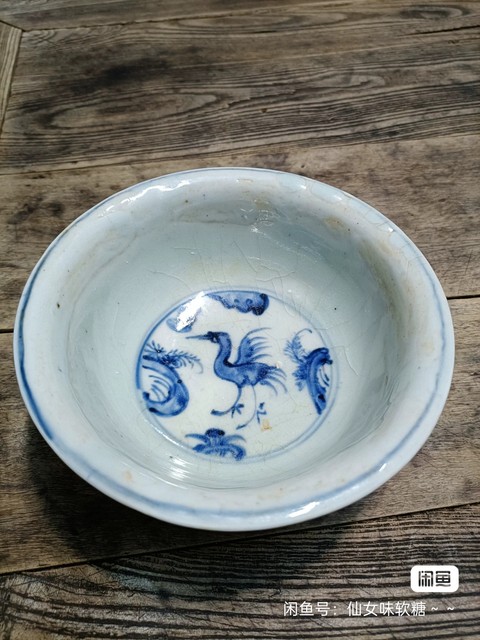 古玩陶瓷青花鶴鹿同春圖茶碗真品鑒賞圖
