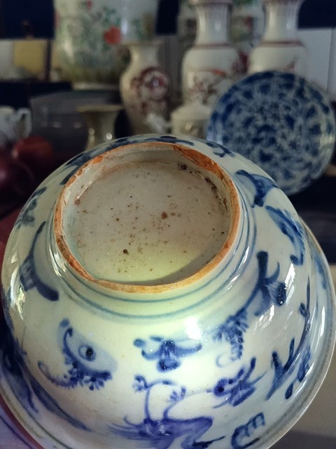 古玩陶瓷青花鶴鹿同春圖茶碗真品鑒賞圖