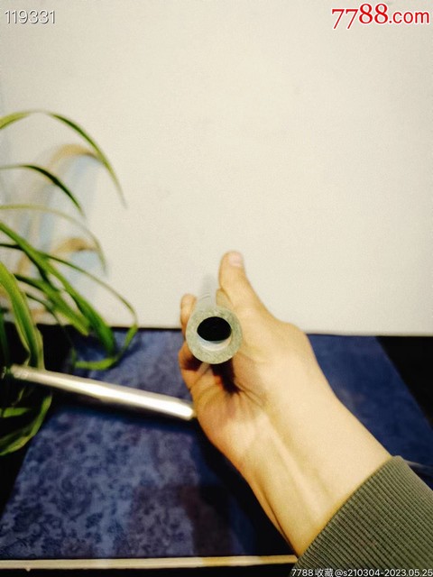 古玩玉器天然碧玉笛子真品鑒賞圖
