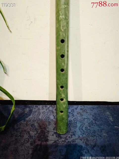 古玩玉器天然碧玉笛子真品鑒賞圖