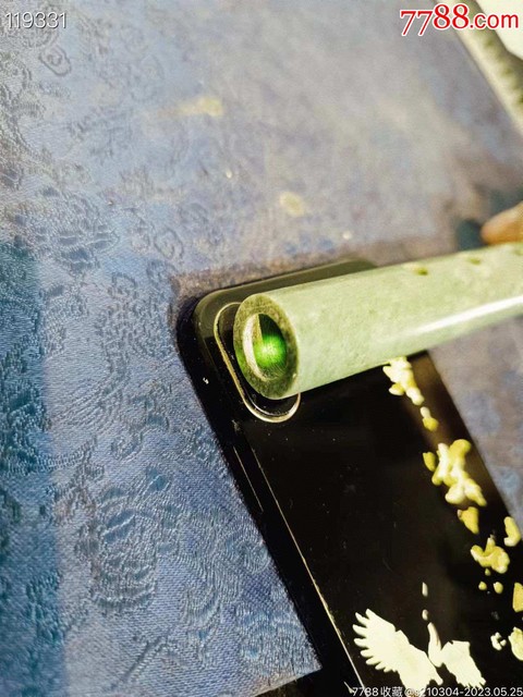 古玩玉器天然碧玉笛子真品鑒賞圖