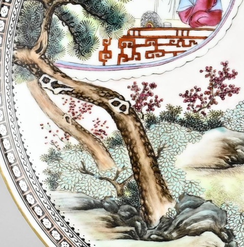 古玩陶瓷粉彩人物故事紋盤真品鑒賞圖