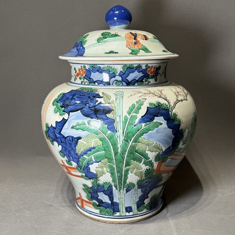 古玩陶瓷青花五彩將軍罐真品鑒賞圖