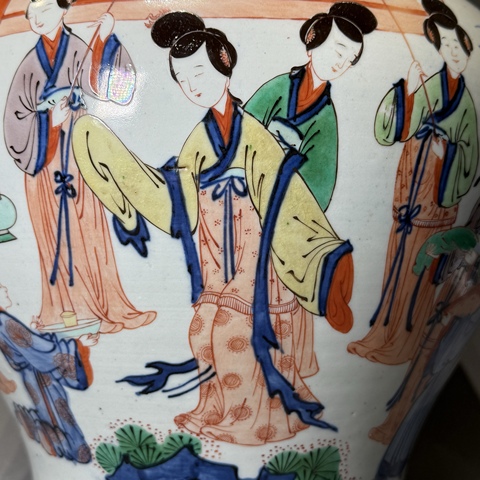 古玩陶瓷青花五彩將軍罐真品鑒賞圖