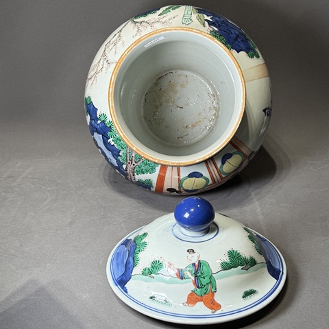 古玩陶瓷青花五彩將軍罐真品鑒賞圖