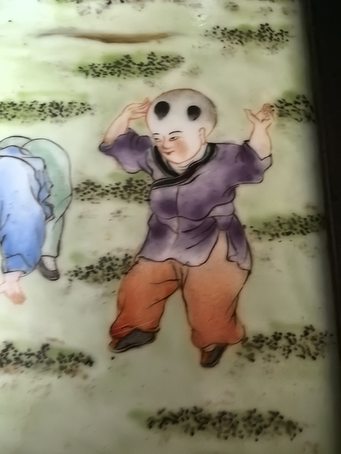 古玩陶瓷粉彩嬰戲圖瓷板真品鑒賞圖
