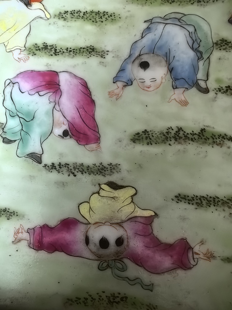 古玩陶瓷粉彩嬰戲圖瓷板真品鑒賞圖