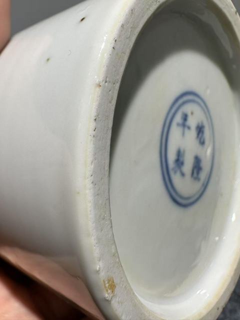 古玩陶瓷青花人物故事筆筒真品鑒賞圖