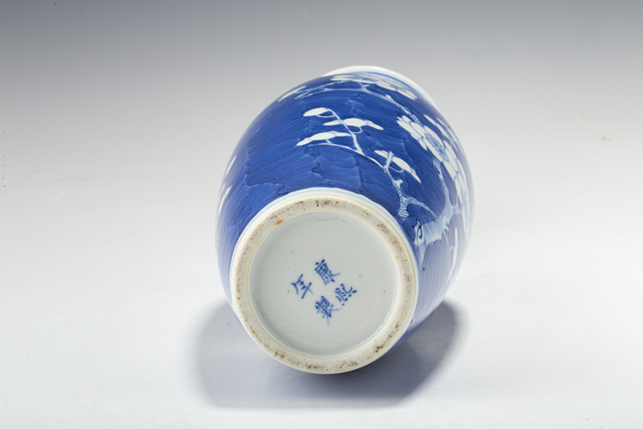 古玩陶瓷清晚·青花冰梅紋瓶一對真品鑒賞圖