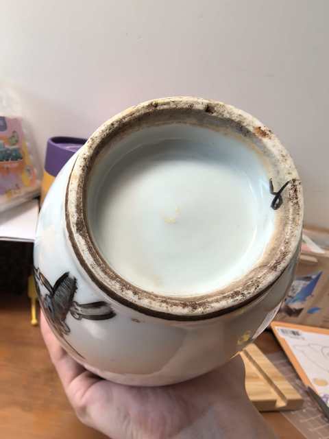 古玩陶瓷粉彩花鳥紋撇口瓶真品鑒賞圖