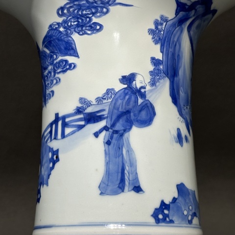 古玩陶瓷人物紋青花鳳尾尊真品鑒賞圖