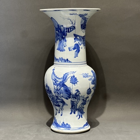 古玩陶瓷人物紋青花鳳尾尊真品鑒賞圖