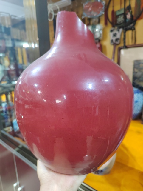 古玩陶瓷鈞紅釉天球瓶真品鑒賞圖