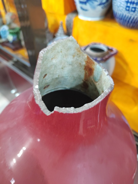 古玩陶瓷鈞紅釉天球瓶真品鑒賞圖