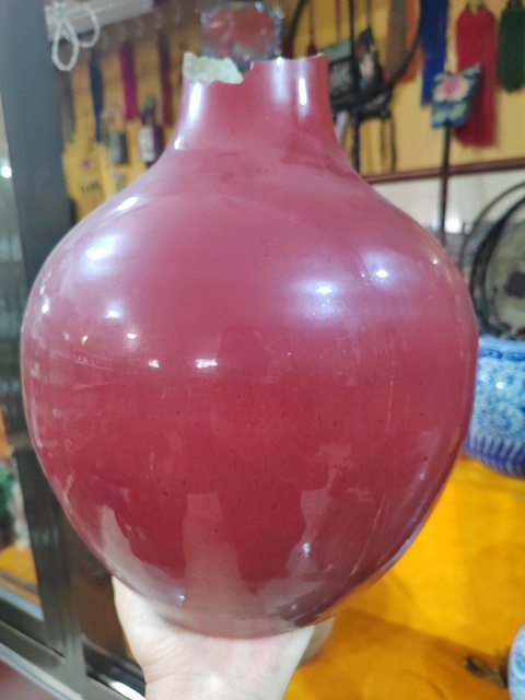 古玩陶瓷鈞紅釉天球瓶真品鑒賞圖