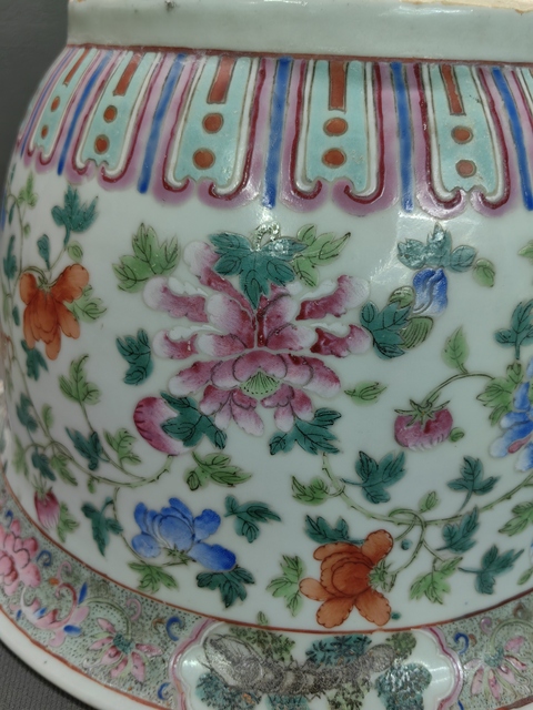 古玩陶瓷龍鳳紋粉彩花盆真品鑒賞圖