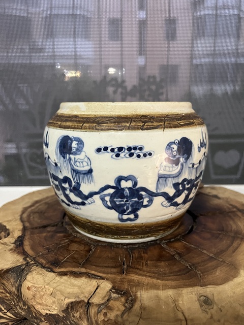 古玩陶瓷青花獅紋罐拍賣,當前價格1288元