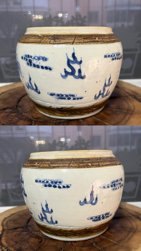 古玩陶瓷青花獅紋罐拍賣,當前價格1288元