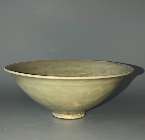 古玩陶瓷耀州窯童子執梅盞真品鑒賞圖