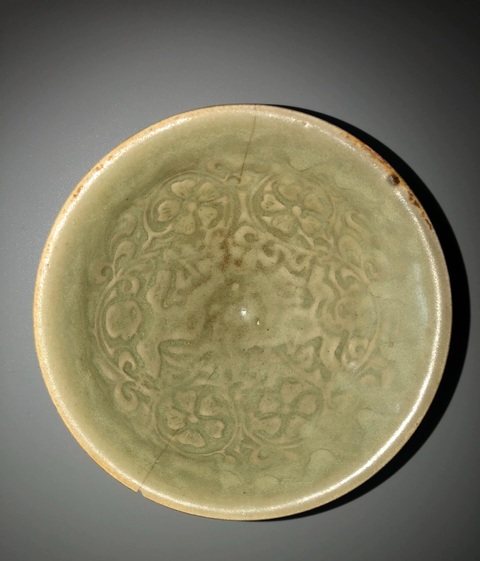 古玩陶瓷耀州窯童子執梅盞真品鑒賞圖