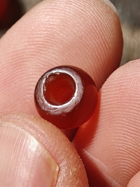 古玩玉器紅瑪瑙“素紋珠”真品鑒賞圖