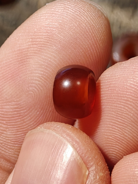 古玩玉器紅瑪瑙“素紋珠”真品鑒賞圖