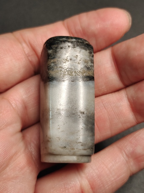 古玩玉器琮型玉勒真品鑒賞圖