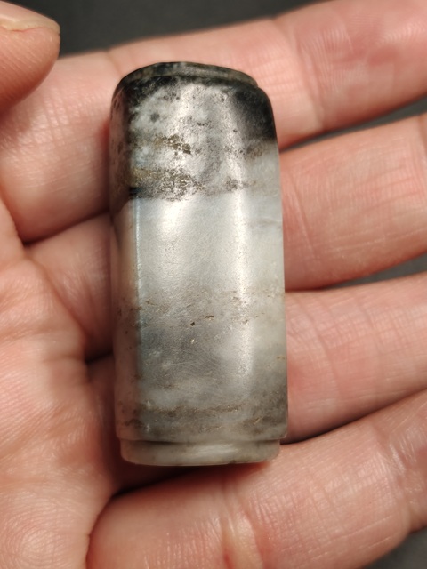 古玩玉器琮型玉勒真品鑒賞圖