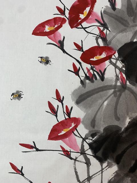 古玩字畫白石孫女齊慧娟 喇叭花小雞圖拍賣,當前價格488元