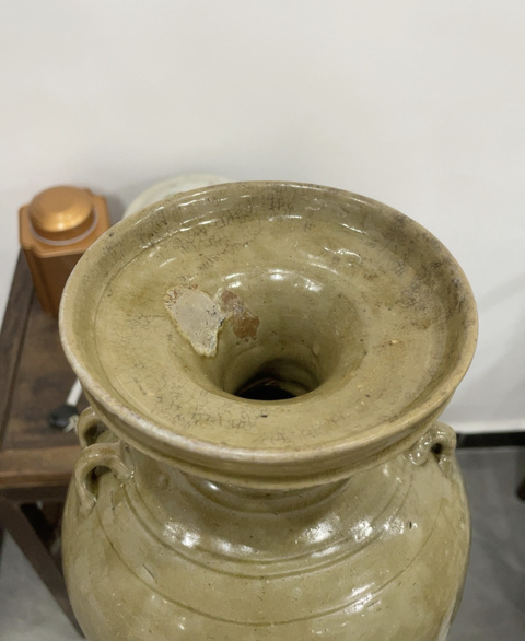 古玩陶瓷越窯青瓷四系罐真品鑒賞圖